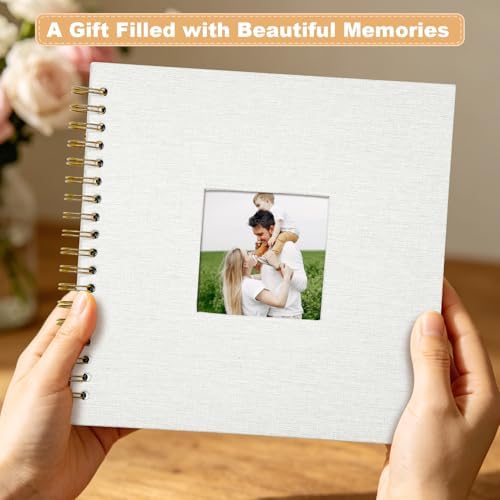 Scrapbook Photo Album Linen Cover, 8 x 8 Inch Hardcover Kraft White Pages Memory Book, for Travel Wedding Guest Book Christmas Baby Shower (40 Sheets/ 80 Pages,White) - Image 6