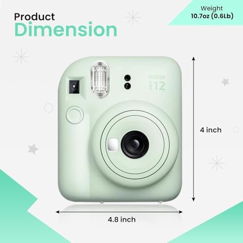 Fujifilm Instant Mini 12 Camera + Accessory Bundle & Custom Case + Fuji Instant (20 Shots) Designer Mini Photo Album (60 Pockets) (Mint Green) - Image 5