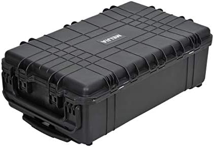 MEIJIA Rolling Waterproof Hard Protective Case, Hard Camera Case with Retractable Pull Handle and Wheels,Customizable Fit Foam Inserted, Black, Elegant Black,31.65x19.37inchx11.02inches by MEIJIA