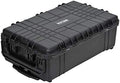 MEIJIA Rolling Waterproof Hard Protective Case, Hard Camera Case with Retractable Pull Handle and Wheels,Customizable Fit Foam Inserted, Black, Elegant Black,31.65x19.37inchx11.02inches by MEIJIA