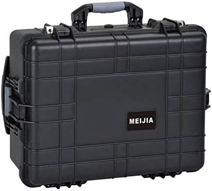 MEIJIA Rolling Waterproof Hard Protective Case, Hard Camera Case with Retractable Pull Handle and Wheels,Customizable Fit Foam Inserted, Black,24.64 X19.39 X13.78 inches - Image 2