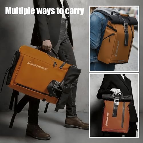 Besnfoto Camera Backpack, Waterproof Travel Camera Bag for Photographer Expandable Roll Top Photography Case for DSLR SLR Mirrorless Camera Fit up to 15.6 inch Laptop with Rain Cover - Image 5