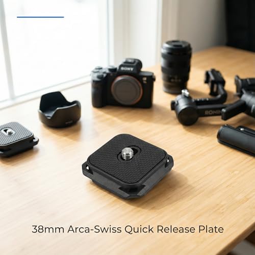 38mm Arca-Swiss Quick Release Plate 2 Pack, 4-Sided Square QR Camera Mount with Safety Pins, 1/4"-20 Screw Compatible with Peak Design Capture Clip V3, Lightweight Aluminum for Tripod, Monopod & Strap - Image 2