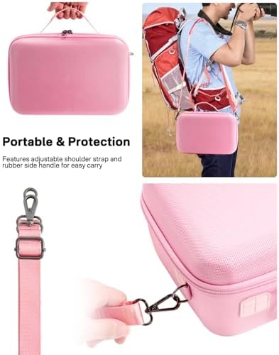 RAIACE Hard Carrying Case Compatible with Canon EOS Rebel T7/ T100/ T6/ R100/ R50/ R5/ R7/ R8, for Sony, for Nikon Camera. Large Capacity Camera Bag for Lens, Cables, Cards and Accessories. - Pink - Image 4