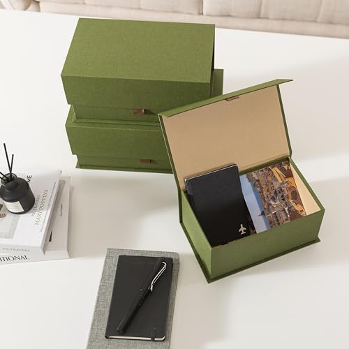 Soul & Lane - Decorative Photo Storage Boxes with Lids, Set of 3, Green - Image 4