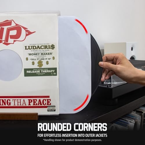 TAKMORK 12" Vinyl Record Inner Paper Sleeves, 33 RPM, 80gsm, White, 100pcs - Image 2