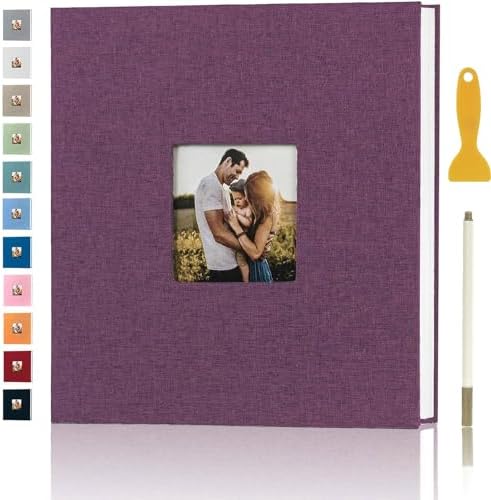 Photo Album Self Adhesive Pages Scrapbook, 13.2x12.8 Purple 40 Pages by Aenbuslm