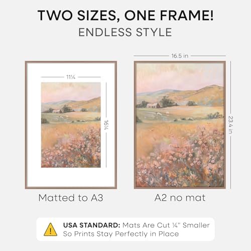 Homeforia A2 Mocha Picture Frame, High-End Metal, A3 Mat, Glass - Image 2