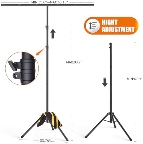 Forlogic Portable T-Shape Backdrop Stand Support Kit 8x5.3ft, Adjustable Photo Green Screen Back Drop Stand for Party, Photography Videography Studio (8×5.3Ft) - Image 2