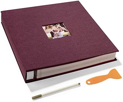 HoneyTolly Large Photo Album Self Adhesive, DIY Scrapbook Album for 600 Photos, 13"x12.6" 120 Pages Linen Cover Memory Book(Purple) by HoneyTolly