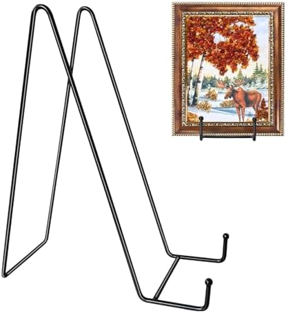 Kruodop 4 pack of 12 inch plate stands for display, black metal frame holder stands for plates, picture frames, books, small easels, decorative plates, photos, platters, and tabletop art(black) by Kruodop