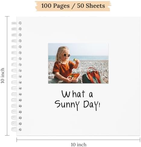 Scrapbook Photo Album 10"x10" 50 Sheets 100 Pages Hardcover Kraft Paper - Image 2