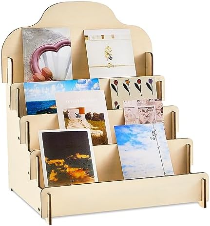 Barydat Greeting Card Display Stand Wooden, 11.8 x 10.4 x 14.2 Inch, Beige by home