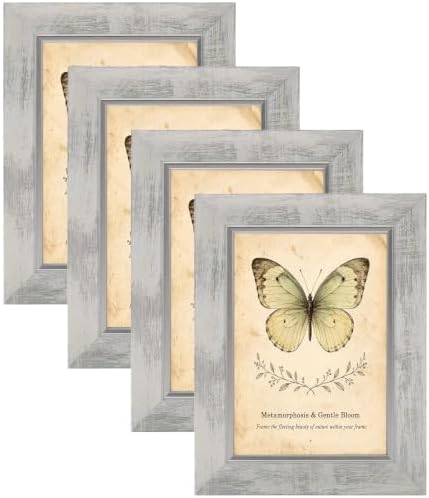 XUANLUO 5x7 Picture Frames Set of 4,Rustic Retro Photo Frame(White) by XUANLUO