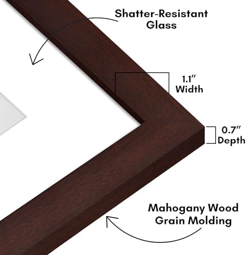 Americanflat 8x8 Picture Frame - Matted to 4x4 - Engineered Wood - Mahogany - Image 3