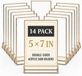 14 Pack Acrylic Sign Holder 5x7 Gold Frames, Wedding Table Number Holders Double Sided Vertical Clear Display Stand, Picture Holders for Tables, Menus, Flyers, Party and Office Decor by DECOHOBO