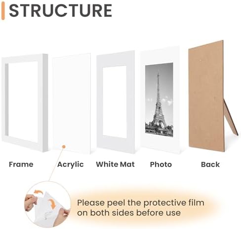 upsimples 8x10 Picture Frame Set of 10, Display Pictures 5x7 with Mat or 8x10 Without, Multi Photo Frames Collage for Wall or Tabletop Display, White - Image 4