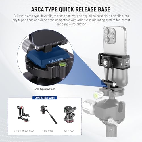 NEEWER Phone Tripod Mount Adapter with Arca Type QR Base, Cold Shoe, SP-18 - Image 6