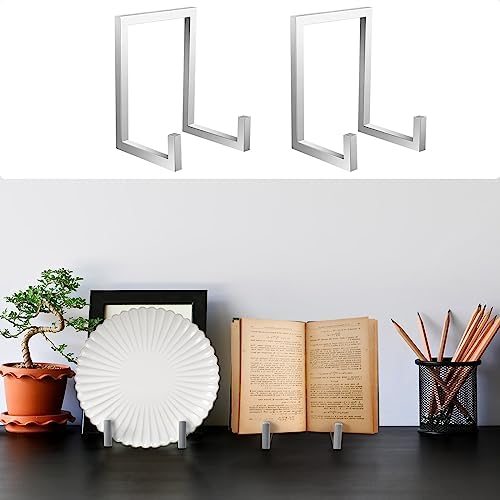 2 Pcs Large Plate Stands for Display Metal Frame Holder, Silver, 6 Inch - Image 4