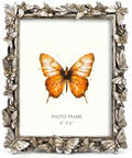 Silver 4X6 Vintage Picture Frames Golden Palm Butterfly Elegant Retro European Design,Antique Picture Frame for Tabletop Stand or Wall Hanging by Yanoayimo
