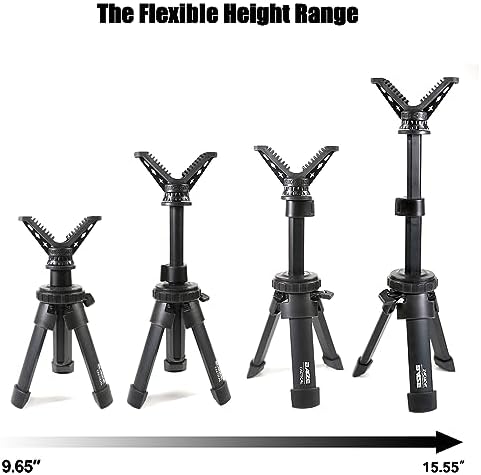 BZTAC Tactical Compact Rapid Shooting Rest - Adjustable Height Rifle Tripod with 360 Rotation V Yoke Holder, Durable Aluminum Construction for Hunting Outdoors - Image 4