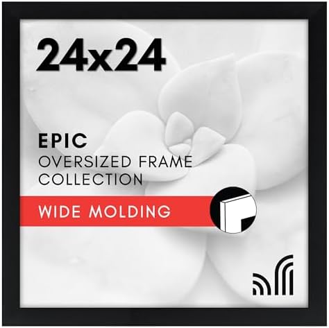 Americanflat 24x24 Poster Frame - Black Engineered Wood with Polished Plexiglass - Wide Picture Frame for Vertical or Horizontal Wall Display - Epic Collection - Black by Americanflat