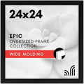 Americanflat 24x24 Poster Frame - Black Engineered Wood with Polished Plexiglass - Wide Picture Frame for Vertical or Horizontal Wall Display - Epic Collection - Black by Americanflat
