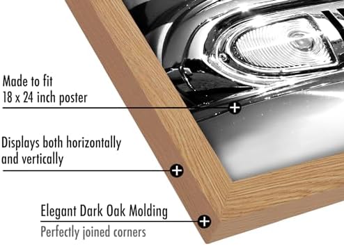 Americanflat 18x24 Poster Frame - Dark Oak Engineered Wood with Polished Plexiglass - Wide Picture Frame for Vertical or Horizontal Wall Display - Epic Collection - Dark Oak - Image 3