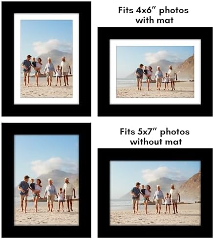 Americanflat 5x7 Picture Frame 5-Pack - Matted to 4x6 - Black - Image 6