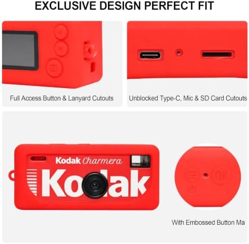 BOVKE Soft Silicone Case for KODAK CHARMERA Keychain Digital Camera, Red - Image 4