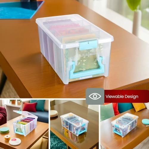 ArtBin 6925AA Semi Satchel with Removable Dividers, Portable Art & Craft Organizer with Handle, [1] Plastic Storage Case, Clear - Aqua Accents (Pack of 4) - Image 7