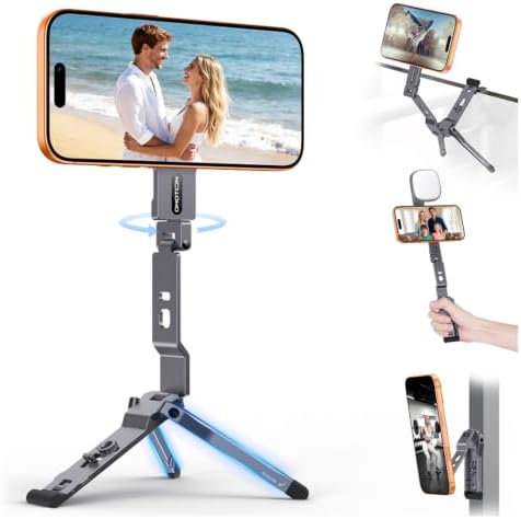 OMOTON TP03 [Ultra-Slim] 360° Rotating for MagSafe Tripod with Hook, Gray by OMOTON