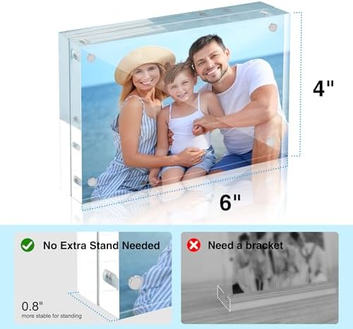 HOUSE DAY Acrylic Picture Frames 4x6, 1 Pack Magnetic 4x6 Picture Frame - Image 6