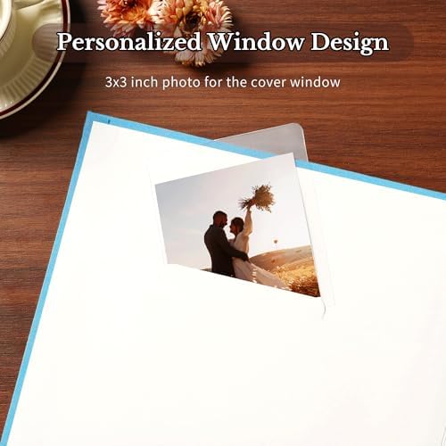 Pssoss 8x8 Inch DIY Scrapbook Album, Linen Hardcover, 40 Pages, Blue - Image 3