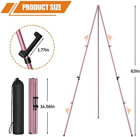 Easel Stand for Display, Aredy 63" Portable Painting Easel, Lightweight Metal Easels for Painting Canvas, Wedding Sign (4 Pack, Pink) - Image 4