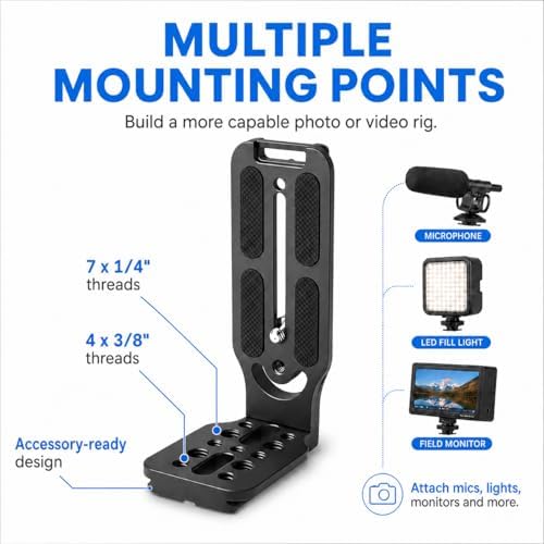DSLR Camera L-Bracket, Vertical & Horizontal Switching Quick Release Plate, Compatible with Canon Nikon Sony DJI Osmo Ronin Zhiyun Stabilizer, Tripod & Monopod - Image 7