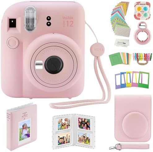 Fujifilm Instax Mini 12 Instant Camera with Case, Decoration Stickers, Frames, Photo Album and More Accessory kit (Blossom Pink)… by FUJIFILM