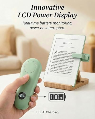 RF Remote Control Page Turner with Upgrade LCD Power Display, Wireless Reading Clicker for Kindle Paperwhite Kobo Oasis iPad, Phone Camera Remote Trigger, 36-Month Warranty (Green) - Image 2