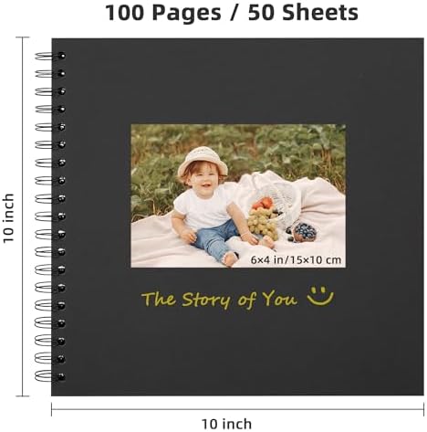 Yopih Scrapbook Album 10x10in, Acid-Free Kraft Paper 50 Sheets 100 Pages - Image 2