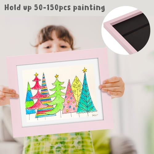4 Pack 10x12.5 Front-Opening Kids Artwork Frames Changeable (Light Pink) - Image 5