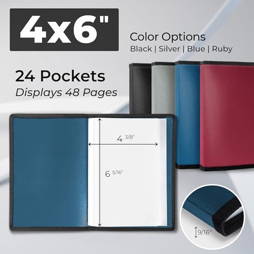Dunwell 4x6 Photo Album & Art Portfolio Book, 48 Pages, Blue 2-Pack - Image 2