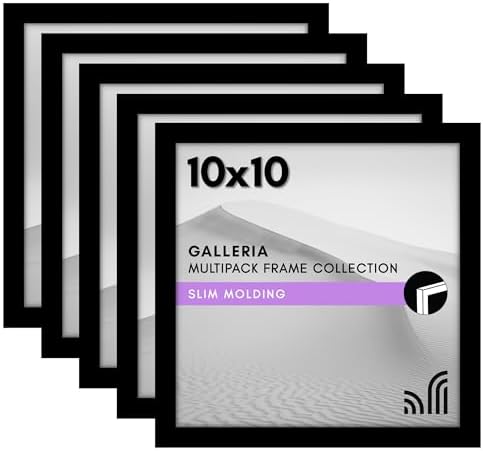 Americanflat 10x10 Picture Frame 5-Pack - Slim Molding - Black by Americanflat