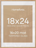 Homeforia 18x24 Natural Oak Poster Frame, High-End Wood, 16x20 Mat, Glass by Homeforia