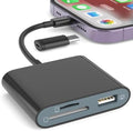 SD Card Reader for iPhone, Memory Card Reader with USB-C to Light-ning Adapter Plug and Play Trail Game Camera Micro SD Card Viewer Support SD/TF Card and USB for iPad No App Required (Black) by SZHAIYIJIN