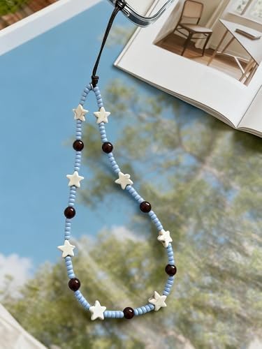 2 Pcs Phone Charm Strap Hand for iPhone Wrist Strap Camera Lanyard Pearl Beaded Cute Chain String Accessories Universal for iPhone 17 Pro Max 16 15 Samsung Women Girls Keychain Little Flower and Blue - Image 4