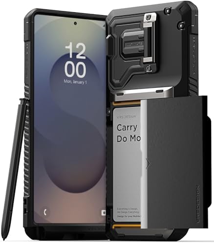 VRS DESIGN Damda Glide DuoGuard for Galaxy S25 Ultra Case (2025), Premium Sturdy Fully Covered Camera Lens Protection Cover Card Holder Wallet Case (Matte Black) by VRSDESIGN