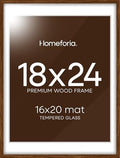 Homeforia 18x24 Brown Oak Poster Frame, High-End Wood, 16x20 Mat, Glass by Homeforia
