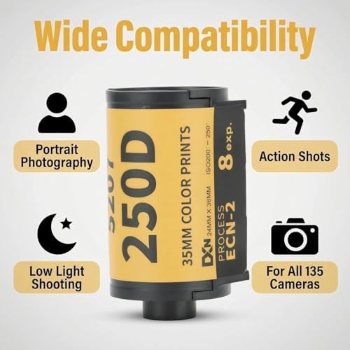 35mm Color Print Film Professional Wide Exposure Range ECN 2 Process Colour Print Camera Film for 135 Camera, 8 Sheet, 200-250, 1.9 x 1.1 in - Image 4