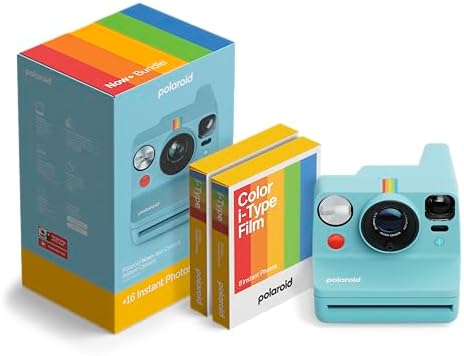 Polaroid Now+ 3rd Generation I-Type Instant Camera + Film Bundle - Now+ Bluetooth App Controlled Arctic Blue Camera + 16 Color Photos (6645) by Polaroid