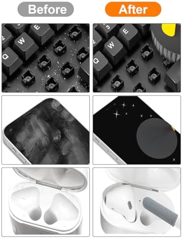 Tounee Keyboard Cleaner Kit, Electronics Cleaning Kit with Retractable Big Brush, Portable, 20 in 1 Multi-Tool Kit for Phones, Tablet, Computer, PC Monitor,TV Camera Lens with 2.5ml Mist Spray (Black) - Image 6